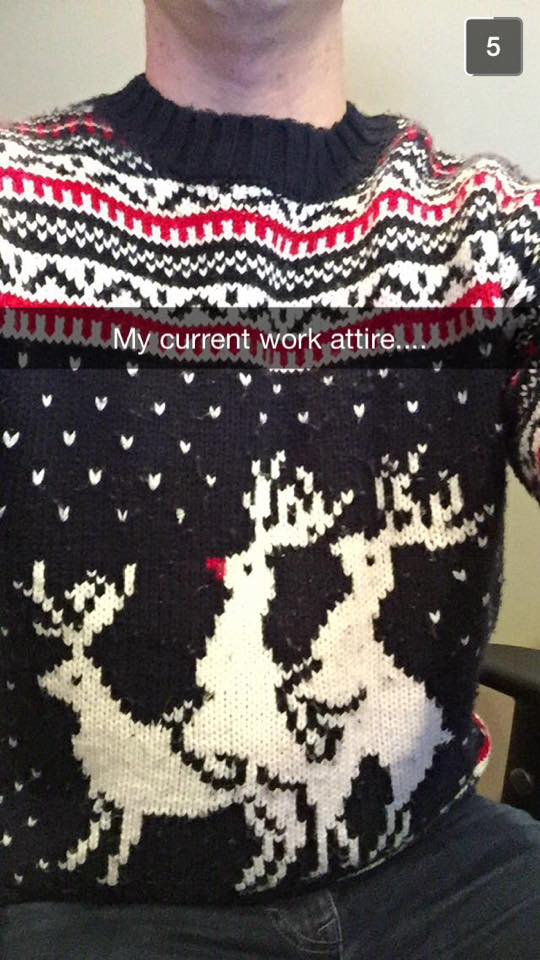 This guy just killing the ugly Christmas sweater game at the office. PGP.
