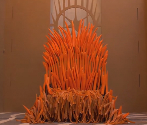 Really Bored Guy Creates Awesome "Game Of Thrones" Inspired Throne For His Rabbit With Carrots
