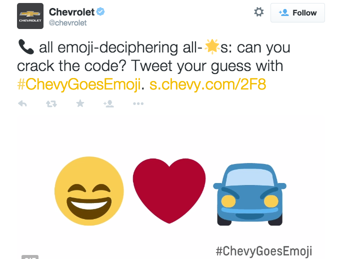 Chevy Panders Hard With Emoji Code Tweet