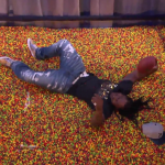 Marshawn Lynch Performs Signature Touchdown Leap Into Tub Full Of Skittles On Conan