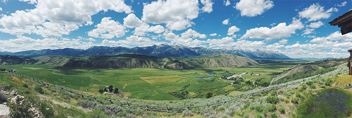A panoramic view from our Jackson Hole digs.