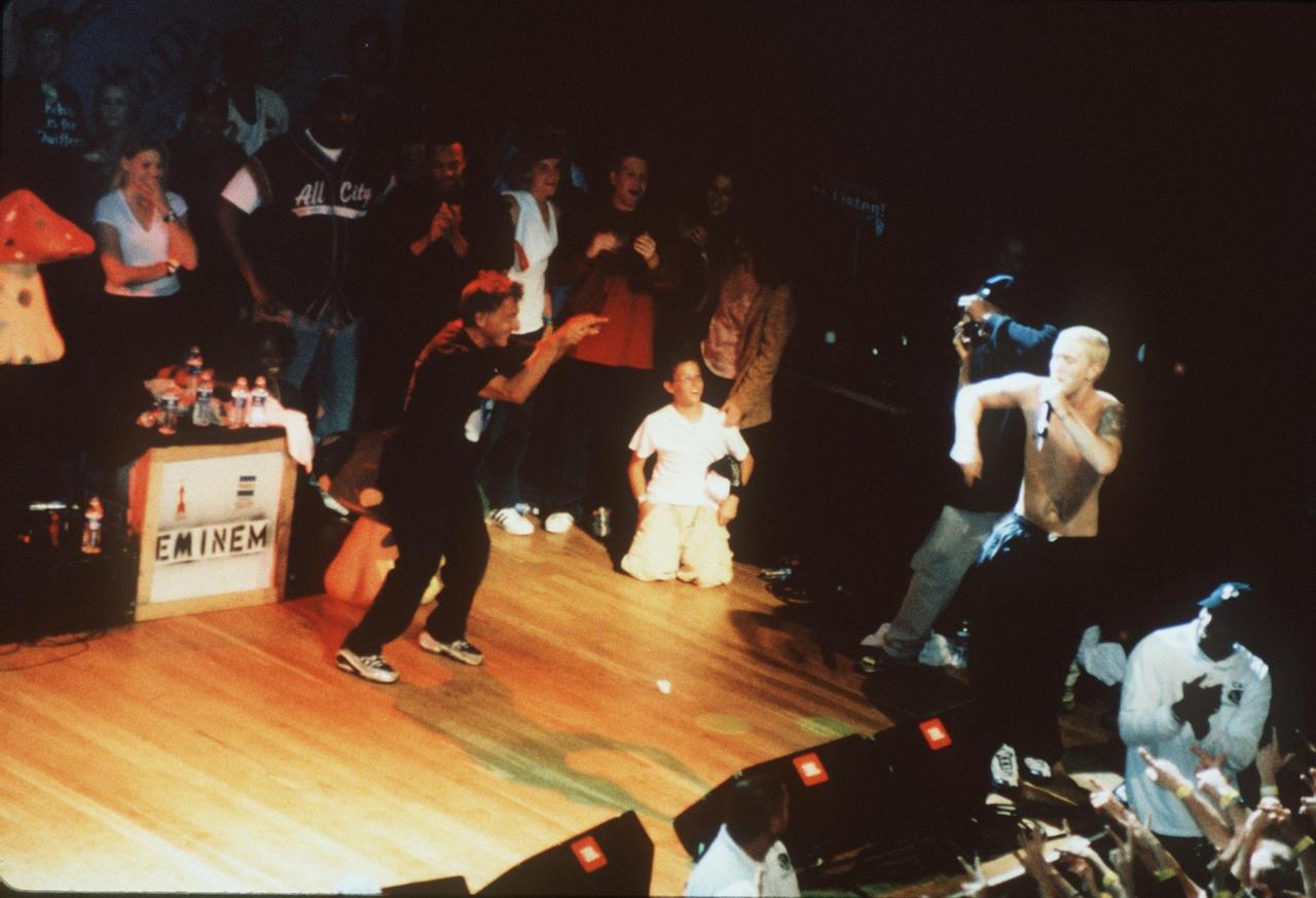 That's Dustin Hoffman on stage with Eminem because why not.